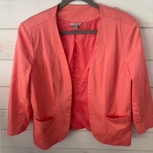Roz & Ali Blazer Jacket Women Large in Coral with Pockets